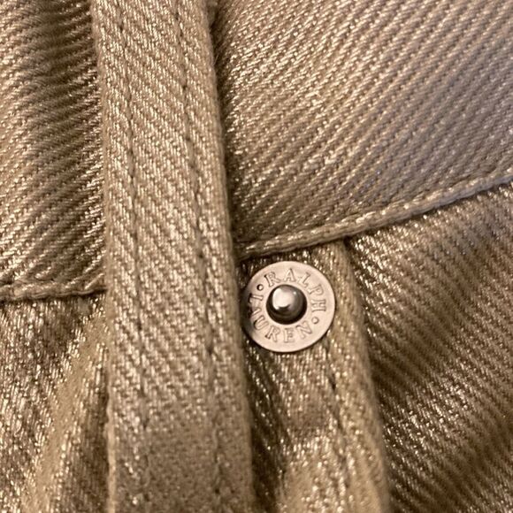 Ralph Lauren Collection 380 NWOT Metallic Mercury Gold Slim Bootcut Jeans. - Picture 6 of 8